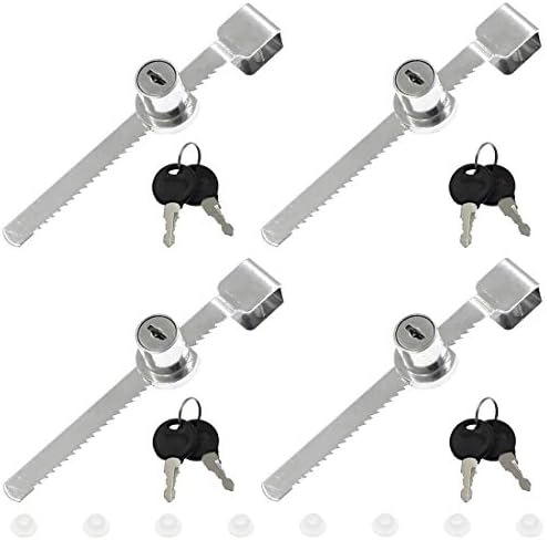 BTMB 4Pcs Drawer Display Case Showcase Sliding Glass Door Ratchet Lock with 8 Keys (Keyed Alike)