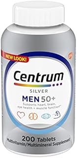 Centrum Silver Multivitamin for Men 50 Plus, Multimineral Supplement, Vitamin D3, B-Vitamins and Zinc, Gluten Free, Non-GMO Ingredients, Supports Memory and Cognition in Older Adults - 200 Ct