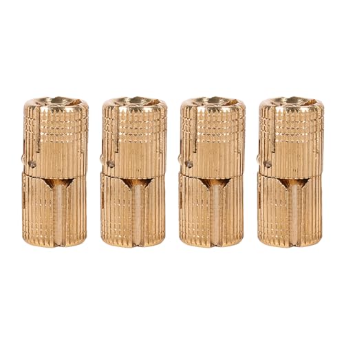 TICFOX 4 Piezas Bisagras Ocultas de Latón, Bisagras Barril Ocultas, 10/12/14/16 mm Juego de bisagra robustas ángulo de orificio de 180° para bordes de bricolaje y muebles ligeros(10 mm)