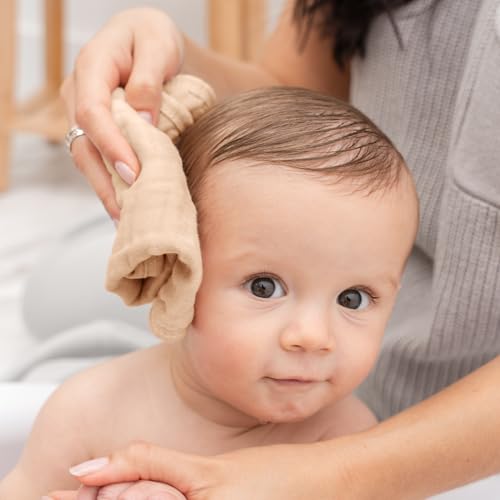Image of Comfy Cubs Muslin Baby Washcloths 10 Pack - Soft 6-Layer Cotton Wash Cloths for Sensitive Skin - 10 inchx10 inch Large, Gentle, Absorbent Infant Essentials for Newborn and Toddlers - Multi Girl