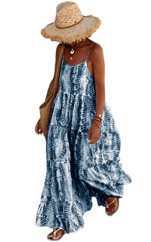 Image of PRETTYGARDEN Women Summer Dresses 2026 Spaghetti Strap Scoop Neck Floral Maxi Dress Flowy Boho Long Sundress with Pockets