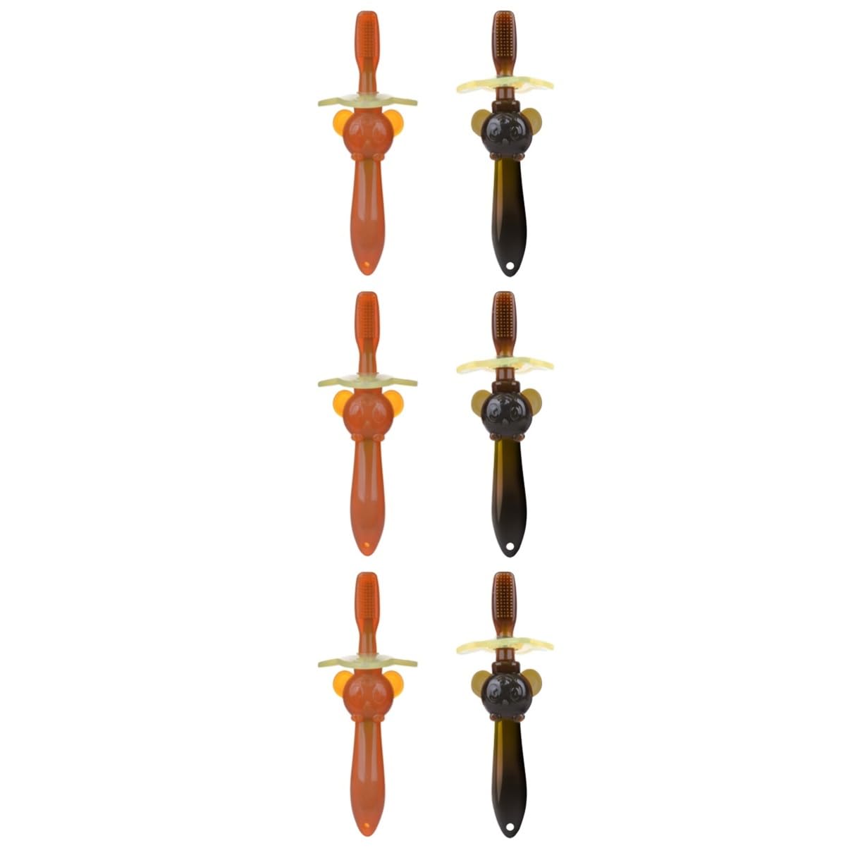 FOMIYES 3 Set Di Spazzolini Da Per Bambini Con Setole Morbide Per L'igiene Orale Dei Più Piccoli Giocattolo in Per Ragazzi E Ragazze Marrone Scuro 2 Pezzi*3
