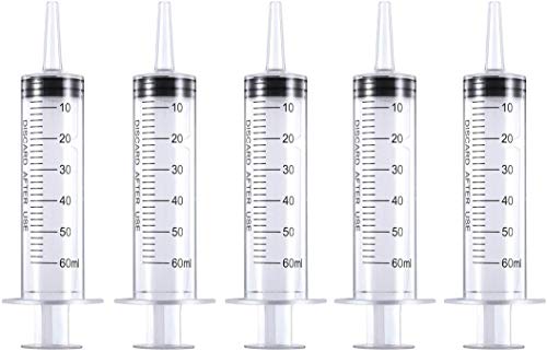 5 Stück Kunststoff Spritze 60ml Spritzen Als Dosierspritze Saugpritze Ölspritze Einweg-Syringe Plastikspritze Einmalspritzen für Agrar Garten Hobby und Heimwerk Hydroponics Nährstoff (60ml) thumbnail