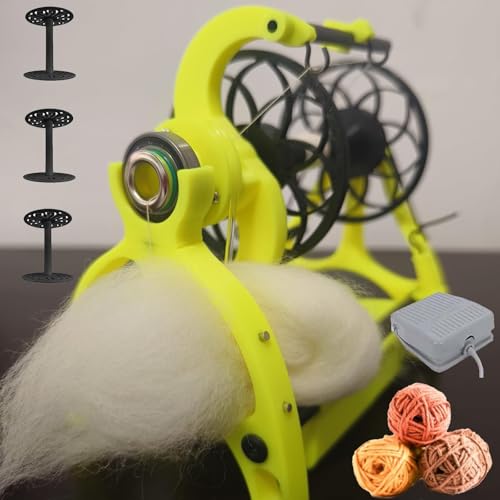 menglanchang Smart Yarn Spinner Machine- Electric Spinning Wheel - 120g Capacity Pet Hair Spinner with Foot Switch & 3 Spools,12v Drum Carder- Forward/Reverse Switch,Adjustable Speed,Green2