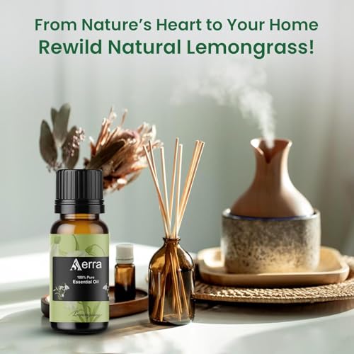 Image of Aerra Lemongrass Essential Oil 15ml | Diffuser 100% pure steam-distilled. Triple-tested purity. Amber glass + dropper. Soft floral aroma. Diffuser, aroma lamp, skin & hair. Potpourri. Vegan. Daily use.