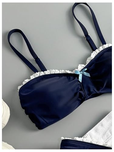 GORGLITTER Women's Bow Lace Trim Bikini Set Ruched High Cut Thong Swimsuit Bathing Suit Beach Fashion3