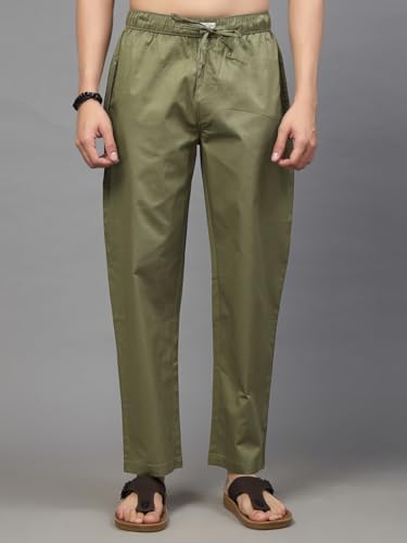 Image of Majestic Man Comfort Fit Solid Cotton Casual Lounge Pyjama with Elastic Waist, Drawstring & Zip Closure