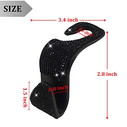 Dermasy 2 Pack Car Hooks, 2021 New Bling Rhinestones Crystal Hooks Car Decorations Auto Seat Back Organizers Strong And Durable Backseat Hanger Storage Universal For Suv Truck Vehicle  thumb #1