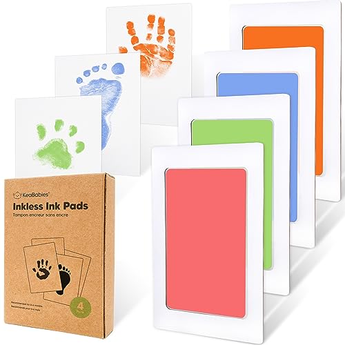 Image of 4-Pack Inkless Baby Hand and Footprint Kit - Mess Free Ink Pad for Newborn Keepsake, Dog Nose & Paw Print Kit, Clean Touch Ink Pad for Baby Hand & Footprints, Ideal New Mom Gifts (Candy)