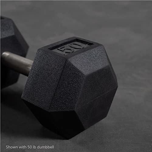 Titan Fitness 35 Lb Pair Free Weights, Black Rubber Coated Hex Dumbbell, Straight Stainless Steel Handle, Strength Training, Full Body Workout #TOP3