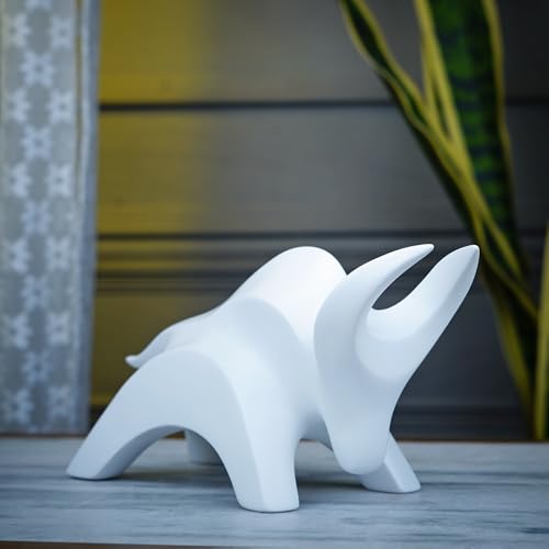 Image of Artarium Stylized Charging Bull Figurine Showpiece for Home Decor Sculpture Antique Design Home Decoration Hand Made Bull Statue (Stylized Charging Bull White)