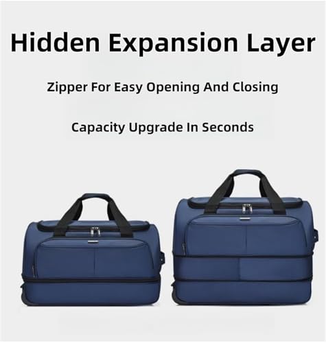 Foldable Extra Large Sport Bag，Waterproof Lightweight Traveling Suitcase，Telescopic Handle Suitcase With Directional Wheels Rolling Travel Bag,for Women Men(Brown)3