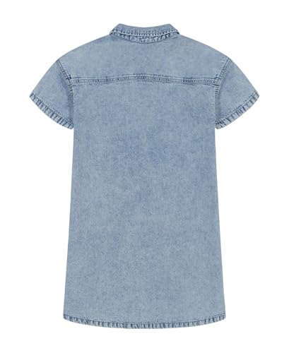 Image of Calvin Klein Girls' Short Sleeve Lightweight Chambray Denim Shirt Dress