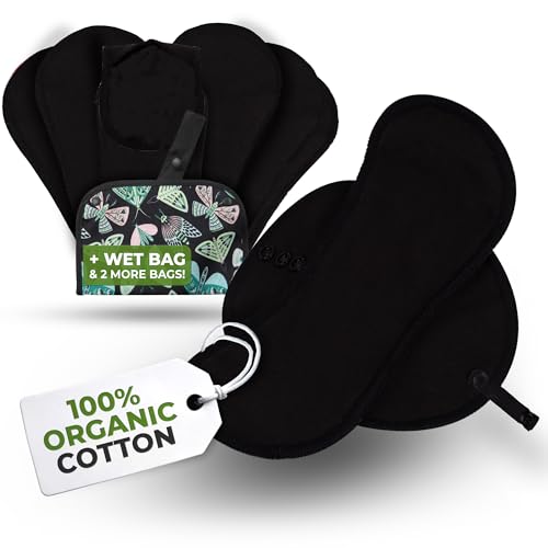 Image of Organic Cotton Reusable Panty Liners for Women & Teens (Medium 7-Pack) - 100% Breathable & High-Temp Washable Cloth Panty Liners for Vaginal Discharge only - Gentle on Skin, Stay Fresh & Dry Daily