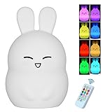 Cute Bear Nursery Night Light for Kids, iWheat Soft Silicone Tap & Remote Control Night Light, LED Multicolor Night Light Portable USB Rechargeable Best for Baby Children