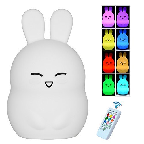 Bear Kids Night Light, iWheat Soft Silicone Tap & Remote Control Night Light, LED Multicolor Night Light Portable USB Rechargeable Best for Baby Children