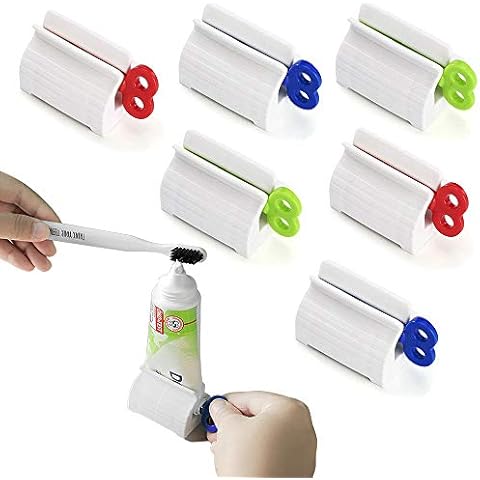 Toothpaste Tube Squeezer Dispenser Multifunctional Tube Holder Rotate Plastic Squeezer Rollers Tube Manual Extruder Clip Seat Bathroom Toothpaste Rack for Facial Cleanser Cosmetics Oily Extruder Cover