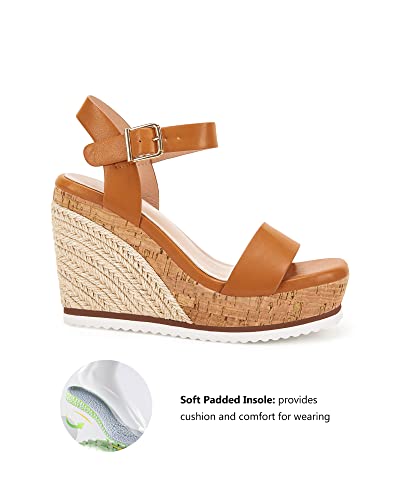 Image of Coutgo Women's Espadrille Wedge Platform Sandals Open Toe Ankle Buckle Strap Casual Summer Shoes