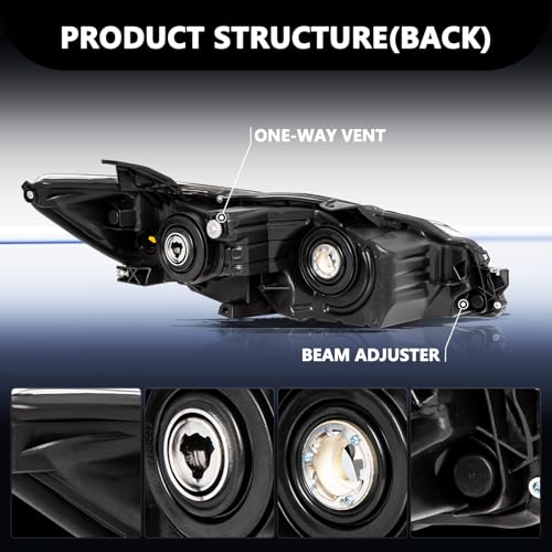 Image of Aosky Fit for 2015 2016 2017 Toyota Camry Headlights Assembly Halogen Headlamp Black Housing with Clear Reflector without bulbs