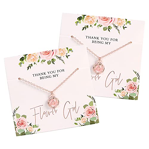 Flower Girl Gift - Thank You For Being My Flower Girl Necklace {Set of 2} | Girls' Jewelry | Flower Girl Necklace | Flower Girl Gifts from Bride