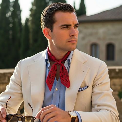 The Peacock Crew Red Cherry Bandana for Men and Women in Premium Soft Cotton Paisley Scarf Gift Kraft Pack - Thumbnail 6
