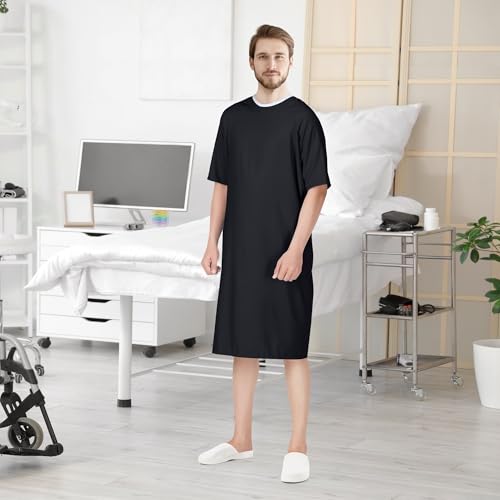 Utopia Care Men\'s Hospital Gown Soft and Comfortable Patient Gown X-Small-Small Black - Thumbnail 5