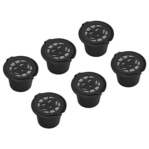 6 piezas de filtros de cápsula de café, plástico + acero inoxidable 304 rellenables reutilizables filtros de taza cestas de reemplazo para la máquina de café cápsula