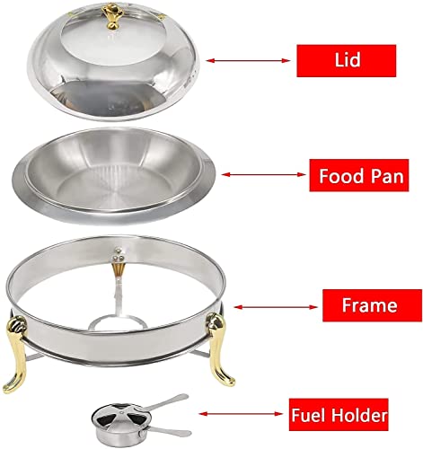 2er-Pack Chafing Dish Edelstahl Rund Chafer Dinner Serving Buffet-Wärmer mit sichtbarem Deckel, Essenspfannen und… – Bild 3