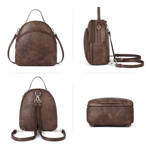 Image of CLUCI Small Backpack Purse for Women Mini Cute Backpack Leather Convertible Fashion Travel Girls Shoulder Bag, Two-tone Coffee