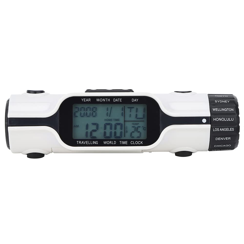 Yctze 3 in 1 Electronic Flashlight Clock, Digital Alarm Thermometer, World Time Backlight Display Clock, Ideal for Home Travel Office