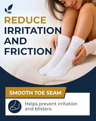 Image of Pembrook Bamboo Viscose Diabetic Socks for Women & Men - 6 Pairs Ankle Socks for Swollen Feet | Neuropathy Socks