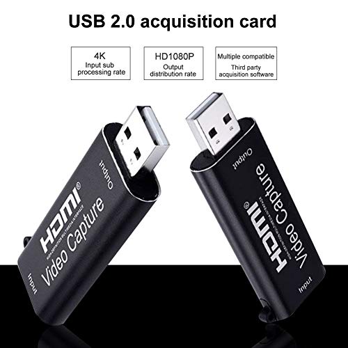 Video Record Card, Game Video Capture Dongle for Computer, Live Streaming Adapter HD 1080P USB2.0 HDMI Mini Aluminium Alloy Computer Components