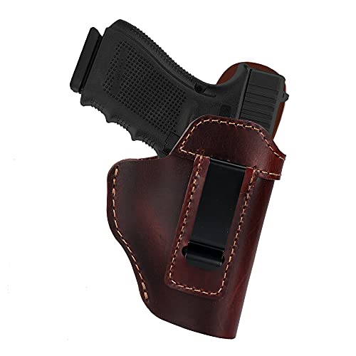 IWB Leather Holster for Glock 19 26 42 43X Ruger LC9S Security 9 Max 9, Sig P365 P320 P220, Taurus G2C G3C GX4 Springfield XD XDS Hellcat, SCCY CPX CZ HK Walther Genuine Leather Gun Holster