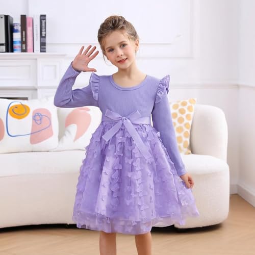 Image of Toddler Little Girls Casual Dresses Short Sleeve Crew Neck Graphic Cartoon Dress for 2-8 Years