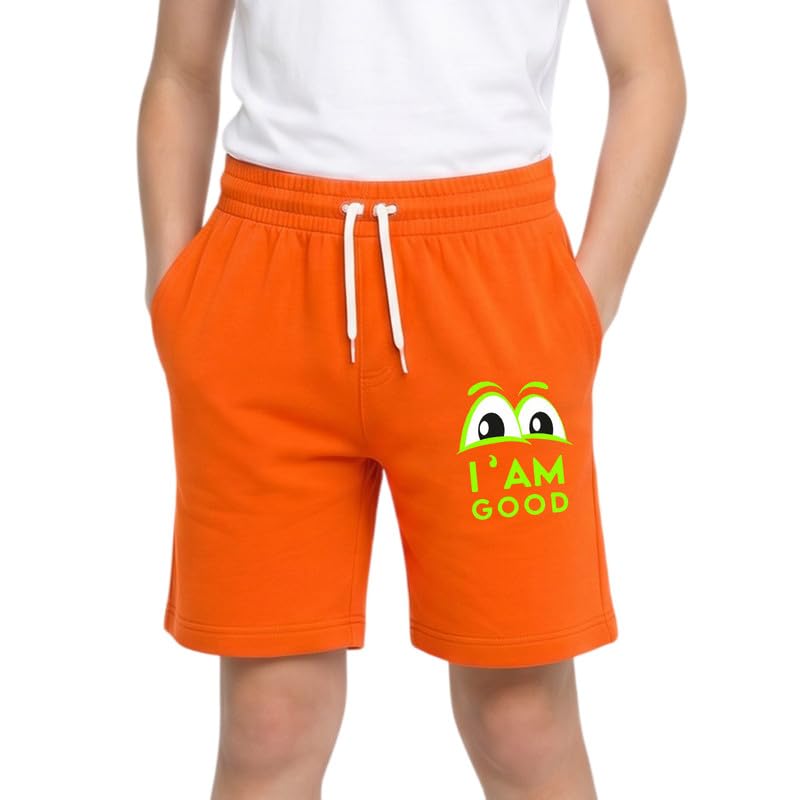 Nusyl Cotton Blend Shorts for Boys | I am Good Text Printed | Comfortable Casual Shorts | Soft Breathable Fabric with El