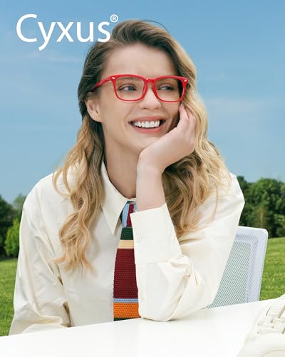 Image of Cyxus Blue Light Glasses Men Women Reduce Eye Strain UV400 Protection 8082 | Eye Protection,Classic Sqaure Frame,Ideal for Computer Screen Office Work Daily Wear