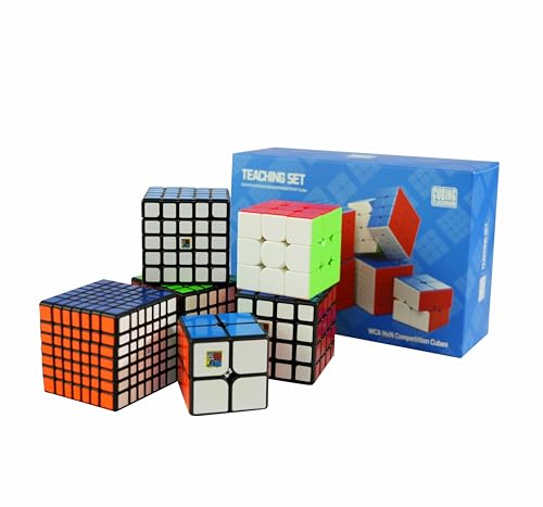 Cuberspeed Speed Cube Set Black, WCA Magic Cube Bundle 2x2 3x3 4x4 5x5 6x6 7x7 Black Speed Cube Puzzle Toys for Kids & Adults (6 Pack)