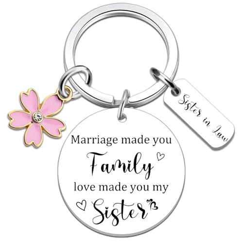 Uerifr Sister in Law Gifts for Women Birthday Gifts for Sister In Law Keychain Marriage Mothers Day Wedding Valentine's Day Christmas Gift Ideas