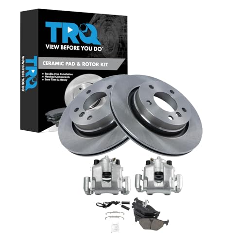Image of TRQ Rear Brake Pad and Rotor Set Ceramic Rotors Calipers