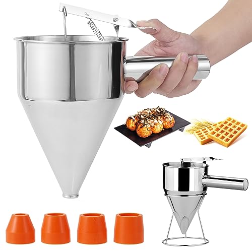 Funnels, Dispensateur de pâte à crêpes de 20 oz pour une tablette avec un entonnoir de piston en acier inoxydable avec un distributeur de gâteau à gâteau à gâteau