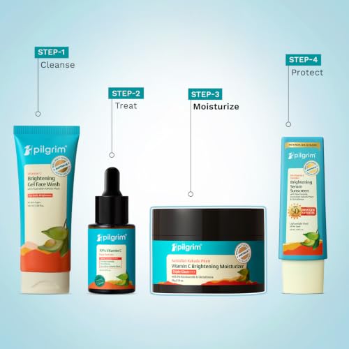 Image of Pilgrim Australian Kakadu Plum Vitamin C Face Moisturizer with Niacinamide for Glowing Skin | Triple Glow Brightening Cream | Hydrating Gel for Dark Spots & Pigmentation Removal | For All Skin - 50 g (Pack of 3)