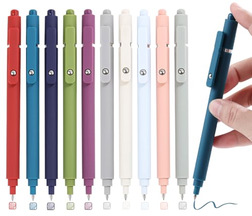 RIANCY - Canetas coloridas, 10 canetas de gel coloridas, ponta fina de 0,5 mm, canetas de gel retráteis de escrita suave para o dia-a-dia, fazer anotações, desenhar e rabiscar