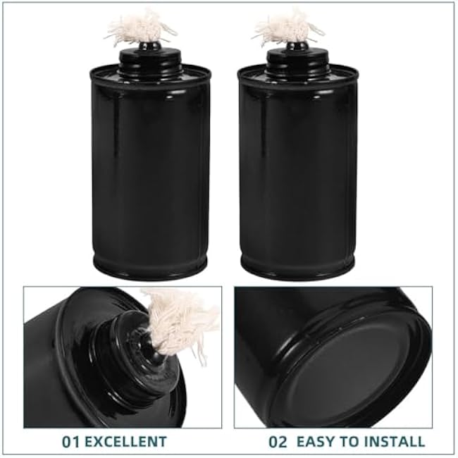 Kisangel 2pcs Refillable Torch Canisters, Replacement Bamboo Torch Canisters with Wicks for Outdoor Lighting Garden Patio Deck