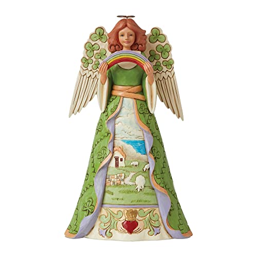 Enesco Jim Shore Heartwood Creek Irish Angel with Shamrock Wing Figurine, 9.75 Inch