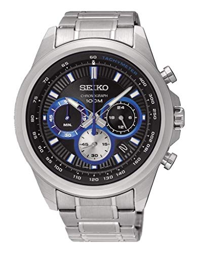 Chronograph Black Dial Stainless Steel Men's Watch - Seiko SSB243P1