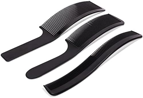 Curved Barber Comb for Salon Hairdressing, 3pcs Clipper Combs - Black
