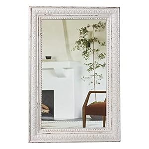 Large Vintage Mirrors for Wall 24 x 36 inches Hanging Rustic Distressed White Mirror for Bedroom Decorative Bathroom Vanity Mirror Wood Framed Rectangular Wall Mounted Mirrors Decor