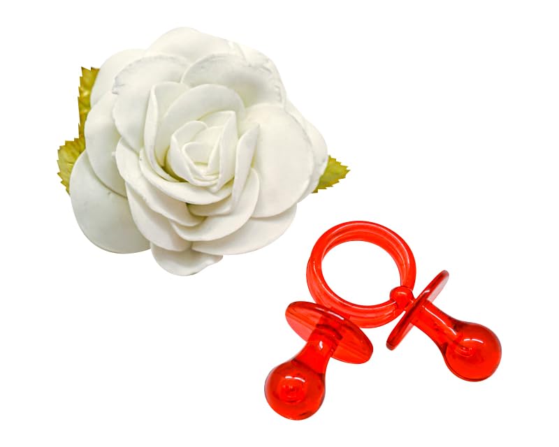 Image of 2.5 inch Baby Pacifier Party Favors, 36 Pieces, Gender Reveal Shower Decorations, Boy Girl Gender Neutral Table Scatter, DIY Party Games Decor (Red)