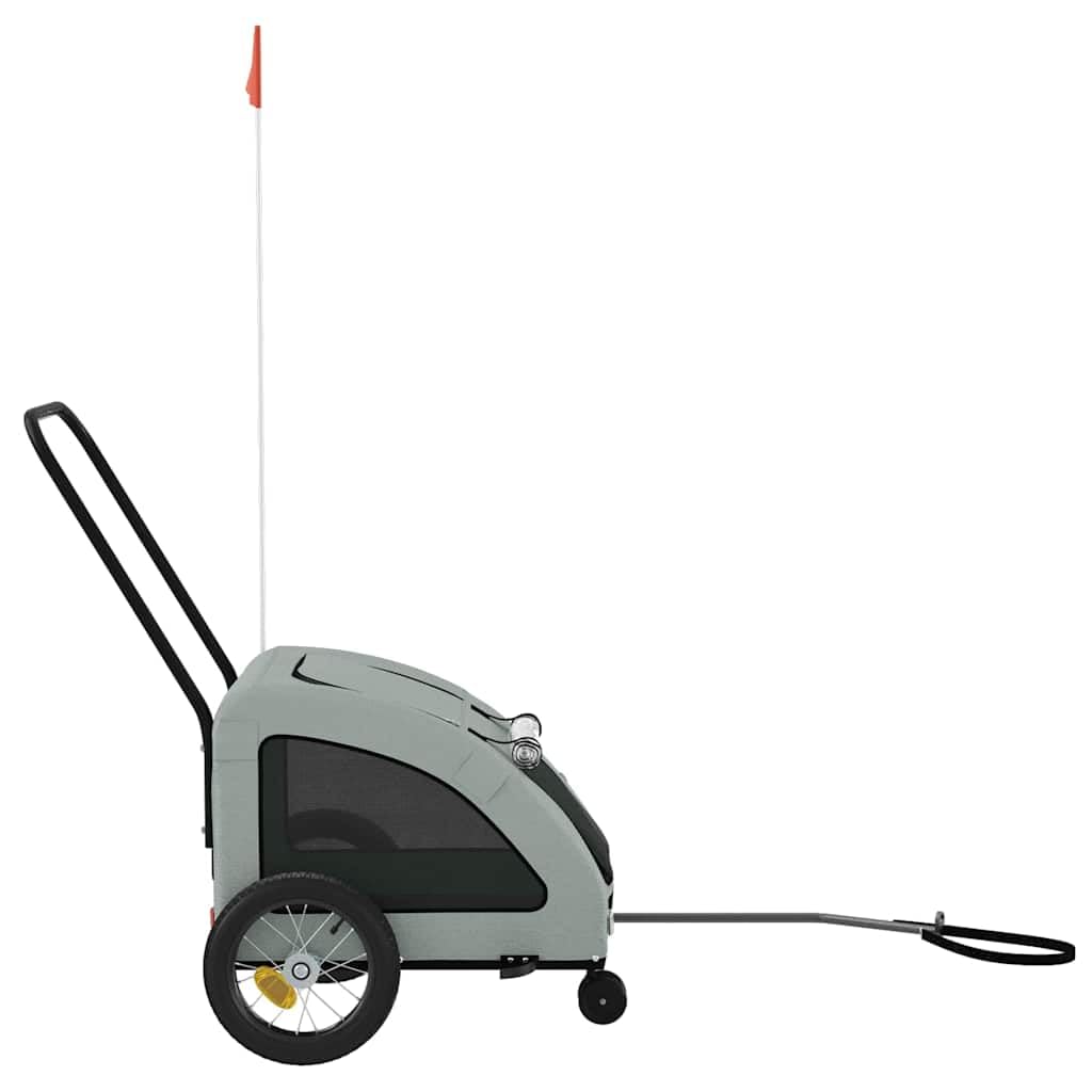 vidaXL Remolque de Bicicleta Mascotas Hierro Tela Oxford Gris, Remolque para Bicicletas, Remolque para Mascotas, Carrito para Bicicletas