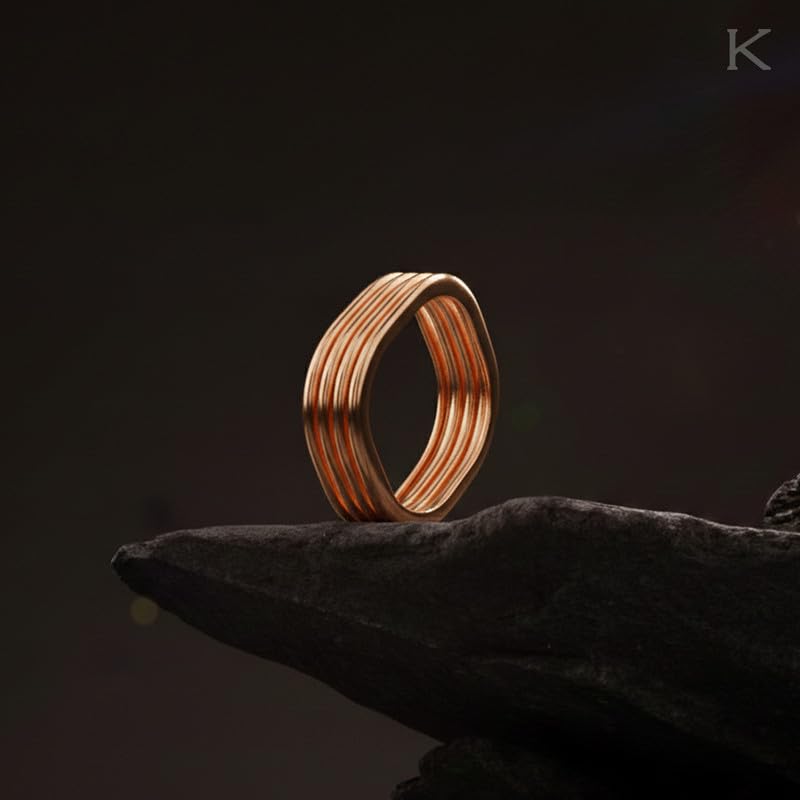 Image of Kisna Diamond & Gold Jewellery 18KT (750) Rose Gold For Women|Real Gold Band|Gold Band Women|Stylish & Simple Daily Wear Gold Band|Gift for Her, Birthday, Anniversary|Axora Gold Band S13